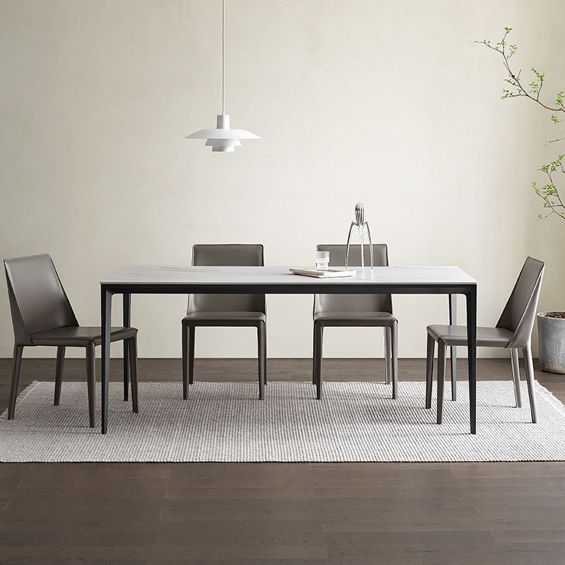 Contemporary Sintered Stone Dining Table Rectangle Table with Metal Legs for Home Use Clearhalo 'Dining Tables & Seating' 'Dining Tables' 'dining_table' 'furn' 'furn_dining_table' 'Furniture' 'Kitchen & Dining Furniture' 6653128