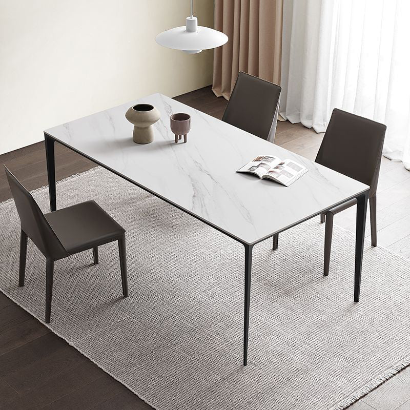 Contemporary Sintered Stone Dining Table Rectangle Table with Metal Legs for Home Use Clearhalo 'Dining Tables & Seating' 'Dining Tables' 'dining_table' 'furn' 'furn_dining_table' 'Furniture' 'Kitchen & Dining Furniture' 6653129
