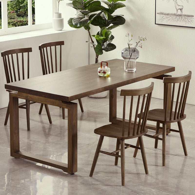 Industrial Double Pedestal Dining Table Pine Wood Table for Cafe Dining Room 70.9"L x 31.5"W x 29.5"H Without Chairs Clearhalo 'Dining Tables & Seating' 'Dining Tables' 'dining_table' 'furn' 'furn_dining_table' 'Furniture' 'Kitchen & Dining Furniture' 6653173