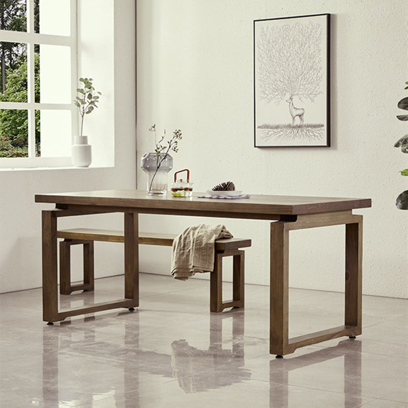 Industrial Double Pedestal Dining Table Pine Wood Table for Cafe Dining Room 47.2"L x 23.6"W x 29.5"H Without Chairs Clearhalo 'Dining Tables & Seating' 'Dining Tables' 'dining_table' 'furn' 'furn_dining_table' 'Furniture' 'Kitchen & Dining Furniture' 6653175