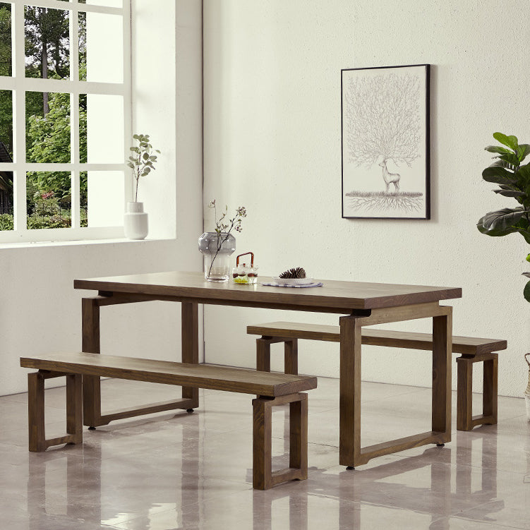 Industrial Double Pedestal Dining Table Pine Wood Table for Cafe Dining Room Clearhalo 'Dining Tables & Seating' 'Dining Tables' 'dining_table' 'furn' 'furn_dining_table' 'Furniture' 'Kitchen & Dining Furniture' 6653181