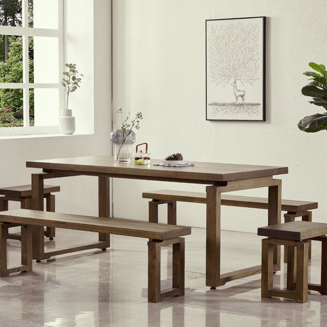 Industrial Double Pedestal Dining Table Pine Wood Table for Cafe Dining Room Clearhalo 'Dining Tables & Seating' 'Dining Tables' 'dining_table' 'furn' 'furn_dining_table' 'Furniture' 'Kitchen & Dining Furniture' 6653184