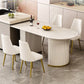 Modern Stone Dining Table White Double Pedestal Base Table for Dining Room Clearhalo 'Dining Tables & Seating' 'Dining Tables' 'dining_table' 'furn' 'furn_dining_table' 'Furniture' 'Kitchen & Dining Furniture' 6653307