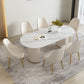 Modern Stone Dining Table White Double Pedestal Base Table for Dining Room Clearhalo 'Dining Tables & Seating' 'Dining Tables' 'dining_table' 'furn' 'furn_dining_table' 'Furniture' 'Kitchen & Dining Furniture' 6653308