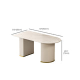Modern Stone Dining Table White Double Pedestal Base Table for Dining Room Clearhalo 'Dining Tables & Seating' 'Dining Tables' 'dining_table' 'furn' 'furn_dining_table' 'Furniture' 'Kitchen & Dining Furniture' 6653312