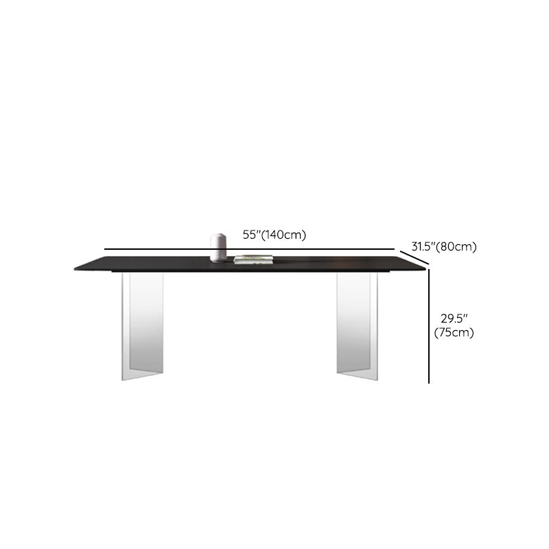 Moderne rechthoekige eettafel van gesinterde stenen tafel met plastic poten voor thuisgebruik