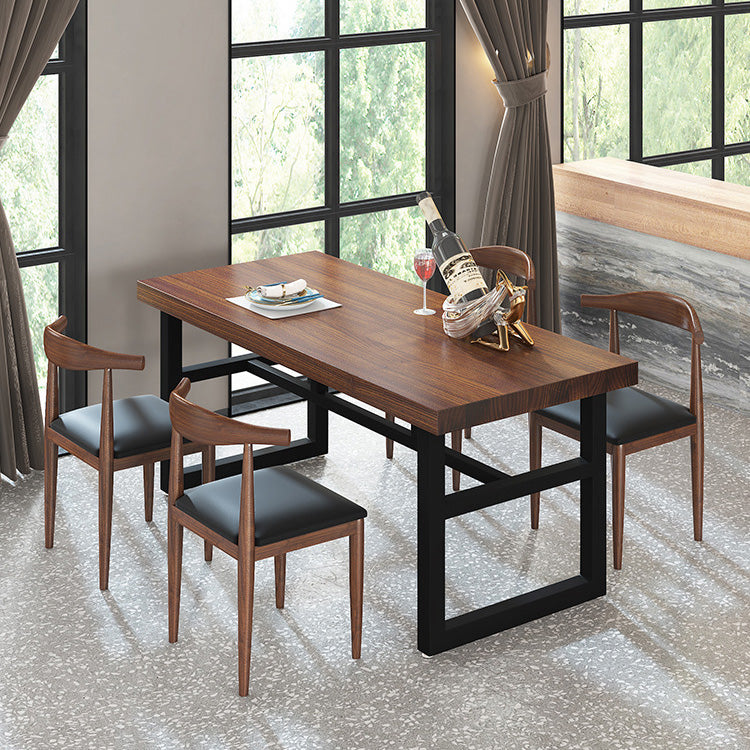 Industrial Rectangle Dining Table Wooden Table with Metal Base for Home Use 55.1"L x 27.6"W x 29.5"H Without Chairs Clearhalo 'Dining Tables & Seating' 'Dining Tables' 'dining_table' 'furn' 'furn_dining_table' 'Furniture' 'Kitchen & Dining Furniture' 6653351