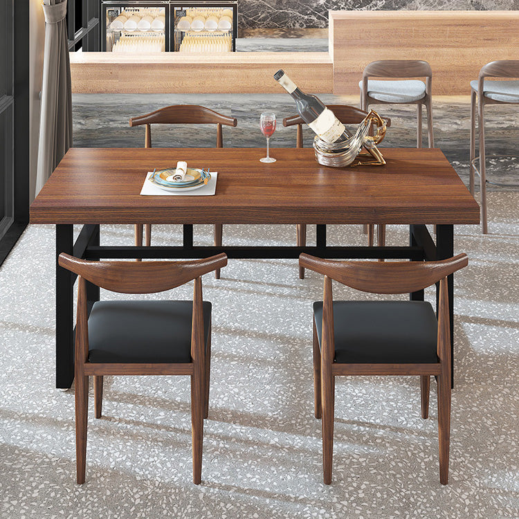 Industrial Rectangle Dining Table Wooden Table with Metal Base for Home Use Clearhalo 'Dining Tables & Seating' 'Dining Tables' 'dining_table' 'furn' 'furn_dining_table' 'Furniture' 'Kitchen & Dining Furniture' 6653358
