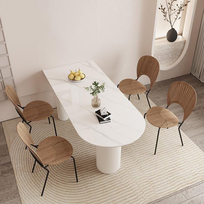 Modern Dining Table Sintered Stone Table with Wood Legs for Home Use 55.1"L x 31.5"W x 29.5"H Without Chairs Clearhalo 'Dining Tables & Seating' 'Dining Tables' 'dining_table' 'furn' 'furn_dining_table' 'Furniture' 'Kitchen & Dining Furniture' 6653394