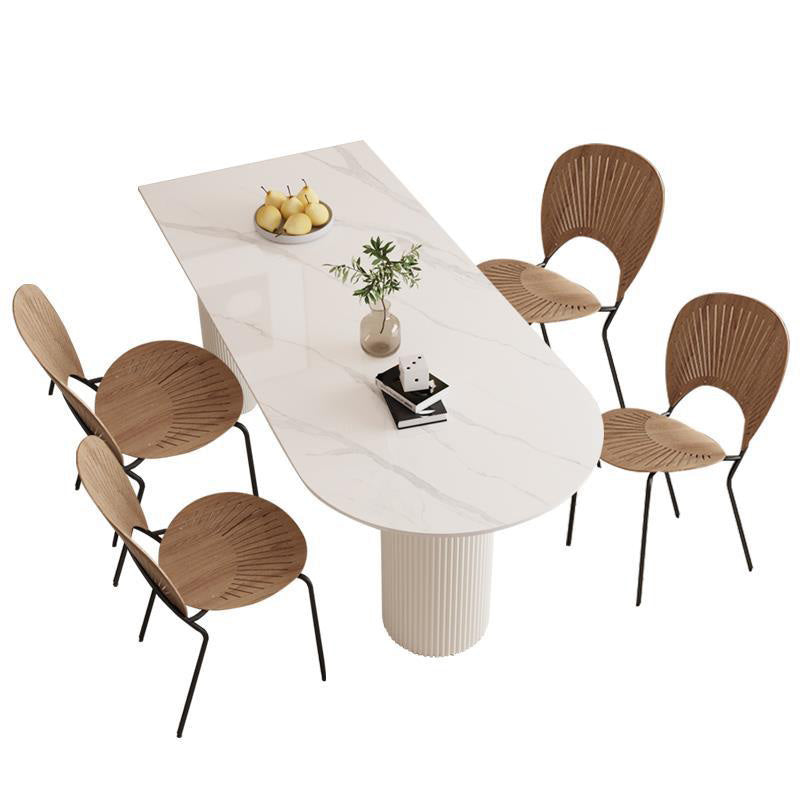 Modern Dining Table Sintered Stone Table with Wood Legs for Home Use Clearhalo 'Dining Tables & Seating' 'Dining Tables' 'dining_table' 'furn' 'furn_dining_table' 'Furniture' 'Kitchen & Dining Furniture' 6653395
