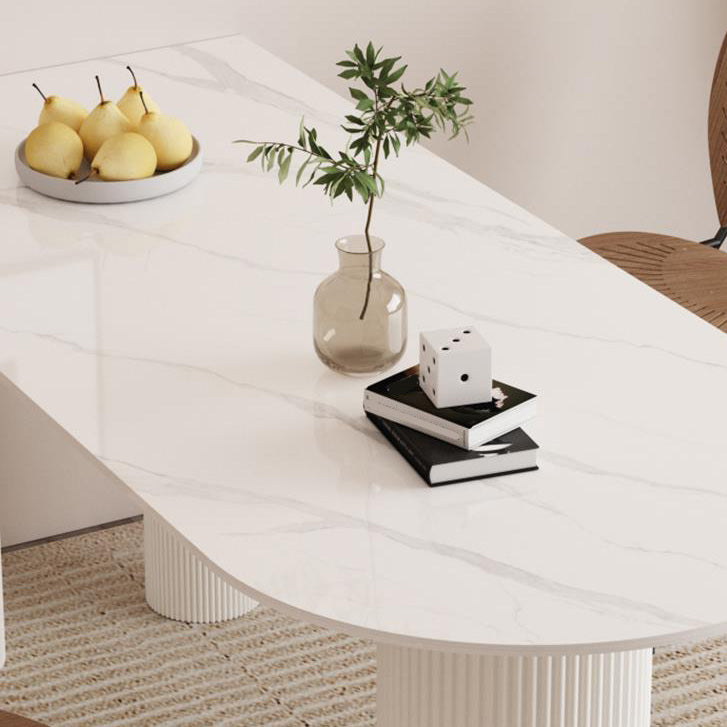 Modern Dining Table Sintered Stone Table with Wood Legs for Home Use Clearhalo 'Dining Tables & Seating' 'Dining Tables' 'dining_table' 'furn' 'furn_dining_table' 'Furniture' 'Kitchen & Dining Furniture' 6653396