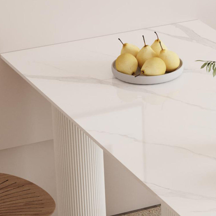 Modern Dining Table Sintered Stone Table with Wood Legs for Home Use Clearhalo 'Dining Tables & Seating' 'Dining Tables' 'dining_table' 'furn' 'furn_dining_table' 'Furniture' 'Kitchen & Dining Furniture' 6653399