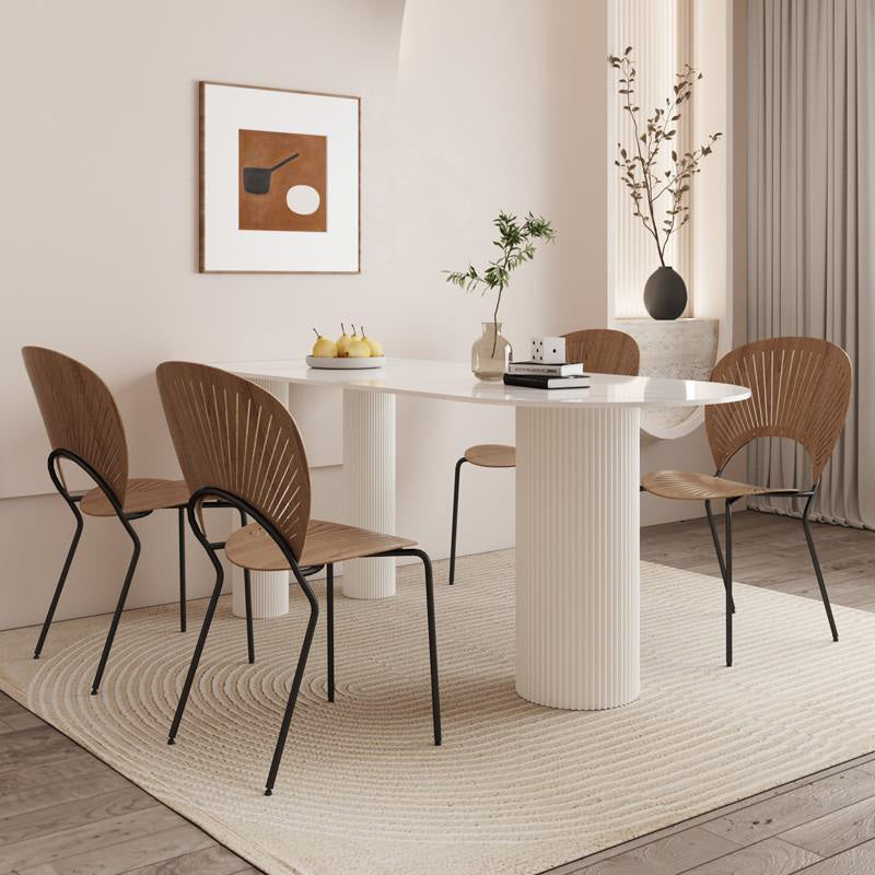 Modern Dining Table Sintered Stone Table with Wood Legs for Home Use Clearhalo 'Dining Tables & Seating' 'Dining Tables' 'dining_table' 'furn' 'furn_dining_table' 'Furniture' 'Kitchen & Dining Furniture' 6653400