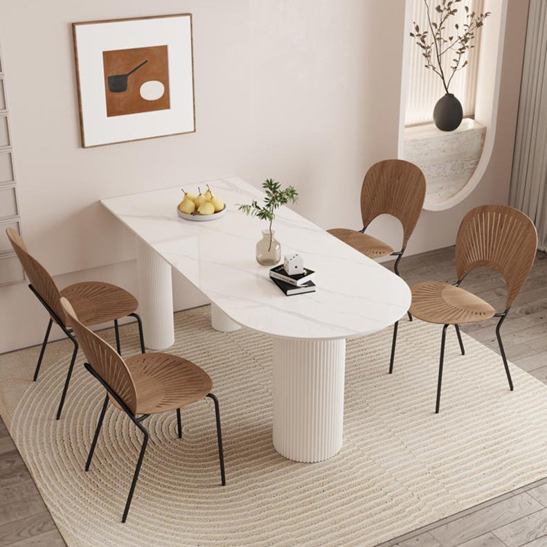 Modern Dining Table Sintered Stone Table with Wood Legs for Home Use Clearhalo 'Dining Tables & Seating' 'Dining Tables' 'dining_table' 'furn' 'furn_dining_table' 'Furniture' 'Kitchen & Dining Furniture' 6653401