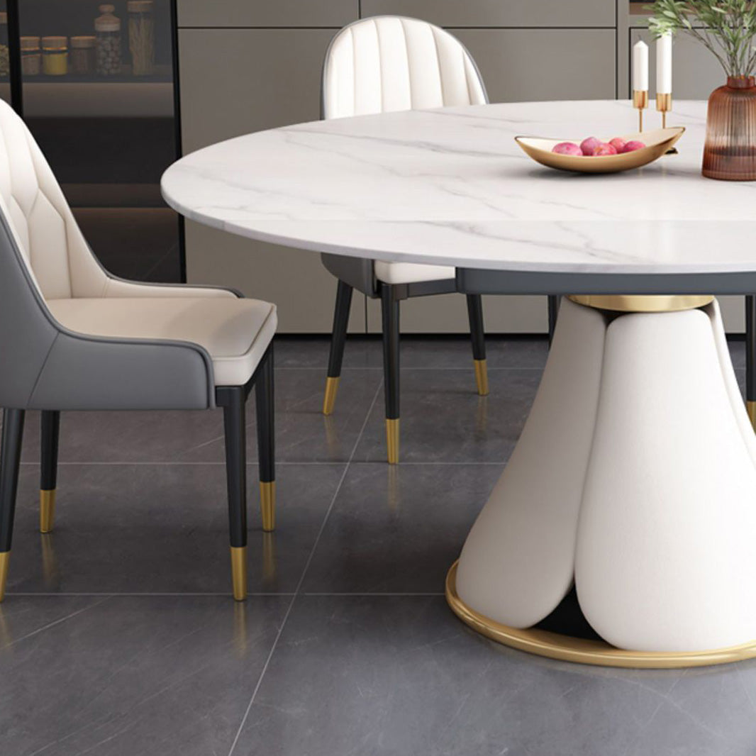 Modern Scalable White Dining Table Stone Table for Dining Room