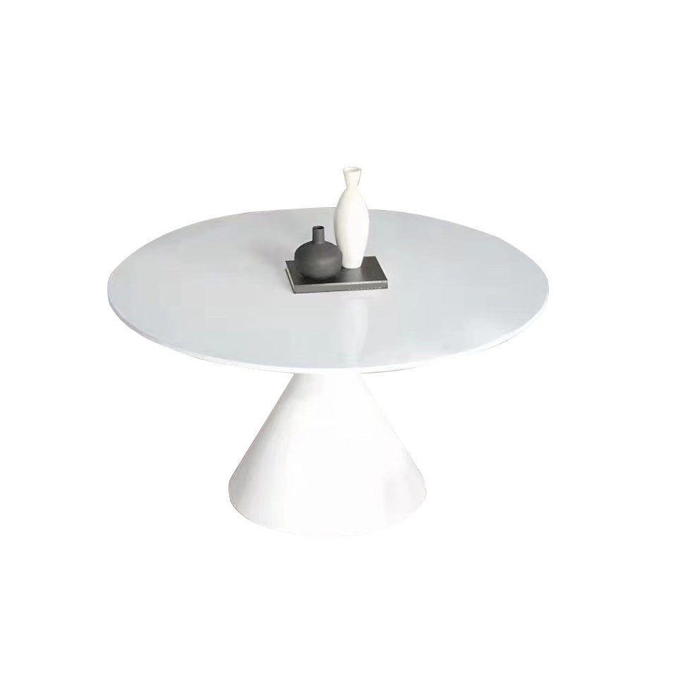 Contemporary Round Dining Table Sintered Stone Table with Metal Leg for Home Use White 51.2"L x 51.2"W x 29.5"H Without Chairs Clearhalo 'Dining Tables & Seating' 'Dining Tables' 'dining_table' 'furn' 'furn_dining_table' 'Furniture' 'Kitchen & Dining Furniture' 6653418