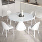 Contemporary Round Dining Table Sintered Stone Table with Metal Leg for Home Use White 47.2"L x 47.2"W x 29.5"H Without Chairs Clearhalo 'Dining Tables & Seating' 'Dining Tables' 'dining_table' 'furn' 'furn_dining_table' 'Furniture' 'Kitchen & Dining Furniture' 6653419