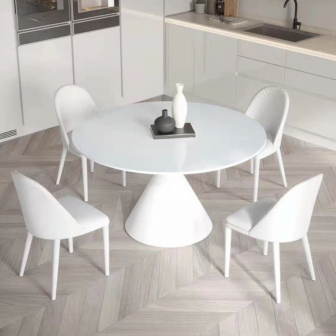 Contemporary Round Dining Table Sintered Stone Table with Metal Leg for Home Use White 47.2"L x 47.2"W x 29.5"H Without Chairs Clearhalo 'Dining Tables & Seating' 'Dining Tables' 'dining_table' 'furn' 'furn_dining_table' 'Furniture' 'Kitchen & Dining Furniture' 6653419