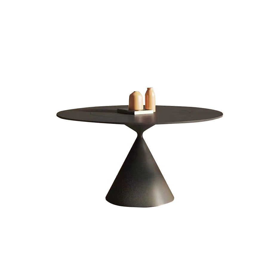 Contemporary Round Dining Table Sintered Stone Table with Metal Leg for Home Use Black Without Chairs Clearhalo 'Dining Tables & Seating' 'Dining Tables' 'dining_table' 'furn' 'furn_dining_table' 'Furniture' 'Kitchen & Dining Furniture' 6653422
