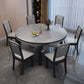Modern Scalable Stone Dining Table 4 Legs Table for Dining Room 59.1"L x 59.1"W x 29.9"H Without Chairs Clearhalo 'Dining Tables & Seating' 'Dining Tables' 'dining_table' 'furn' 'furn_dining_table' 'Furniture' 'Kitchen & Dining Furniture' 6653438