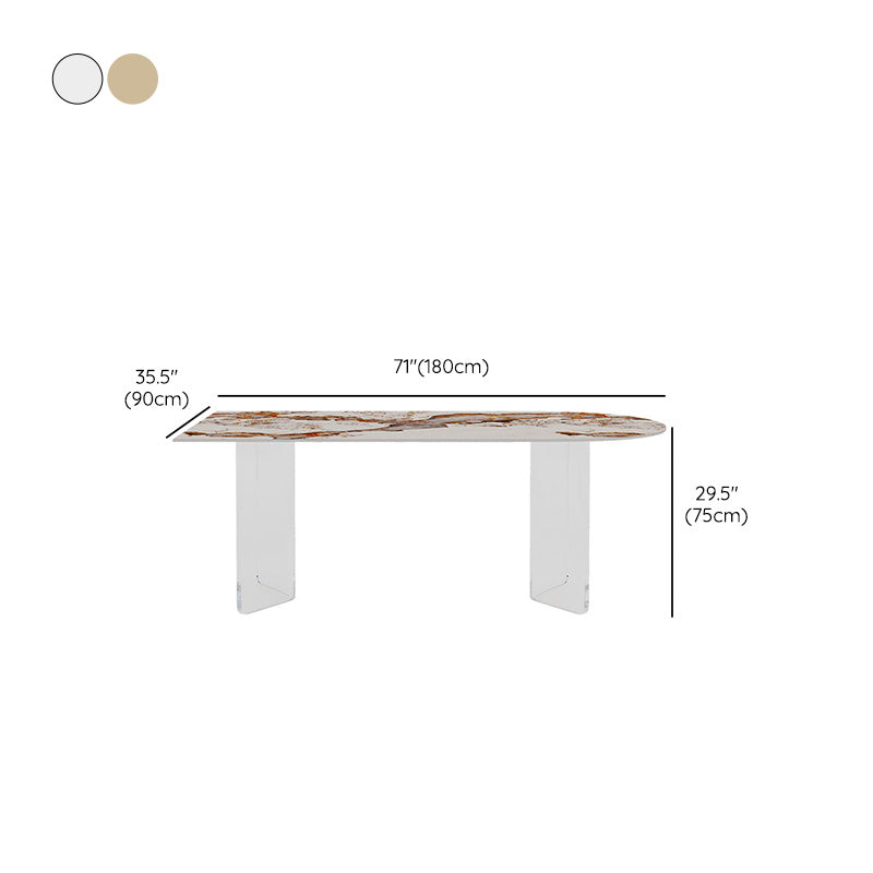 Modern Dining Table Sintered Stone Table with Acrylic Legs for Home Use Clearhalo 'Dining Tables & Seating' 'Dining Tables' 'dining_table' 'furn' 'furn_dining_table' 'Furniture' 'Kitchen & Dining Furniture' 6653460