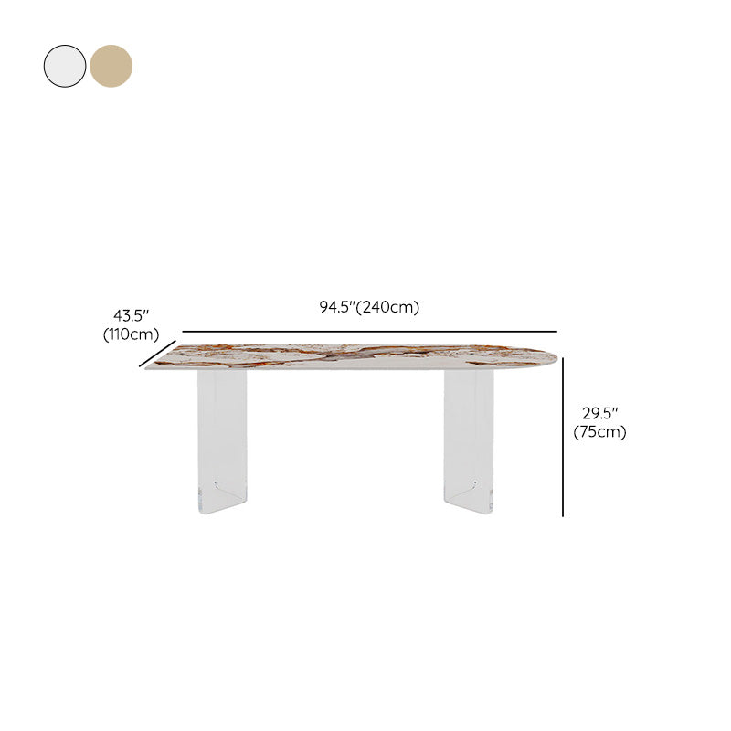Modern Dining Table Sintered Stone Table with Acrylic Legs for Home Use Clearhalo 'Dining Tables & Seating' 'Dining Tables' 'dining_table' 'furn' 'furn_dining_table' 'Furniture' 'Kitchen & Dining Furniture' 6653463