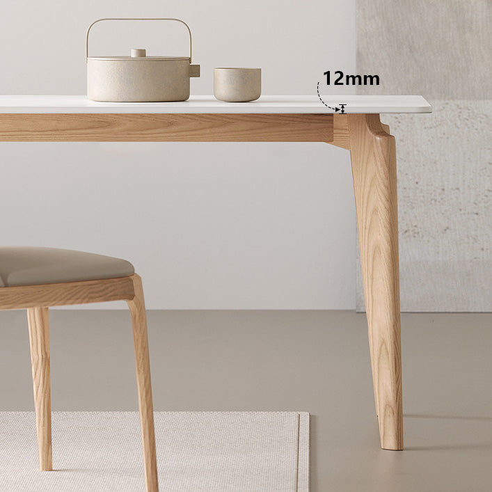 Modern Rectangle Dining Table Sintered Stone Table with Wooden Legs for Home Use Clearhalo 'Dining Tables & Seating' 'Dining Tables' 'dining_table' 'furn' 'furn_dining_table' 'Furniture' 'Kitchen & Dining Furniture' 6653471