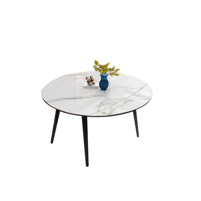 Modern 4 Legs Dining Table Stone Scalable Table for Dining Room