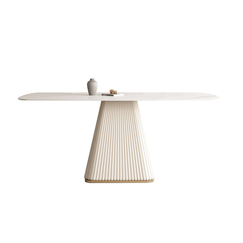 Glam White Dining Table Stone Rectangular Table for Dining Room Clearhalo 'Dining Tables & Seating' 'Dining Tables' 'dining_table' 'furn' 'furn_dining_table' 'Furniture' 'Kitchen & Dining Furniture' 6653512