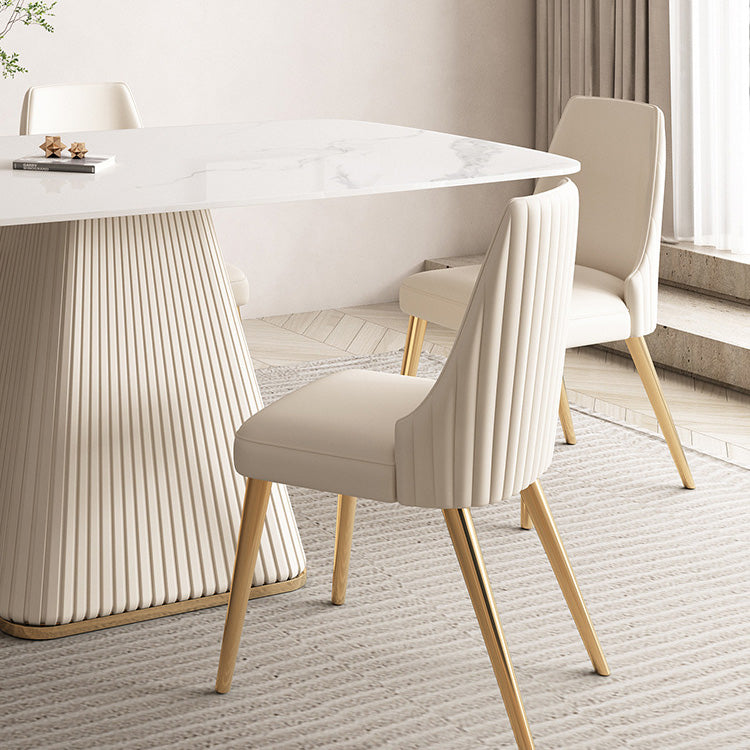 Glam White Dining Table Stone Rectangular Table for Dining Room Clearhalo 'Dining Tables & Seating' 'Dining Tables' 'dining_table' 'furn' 'furn_dining_table' 'Furniture' 'Kitchen & Dining Furniture' 6653513