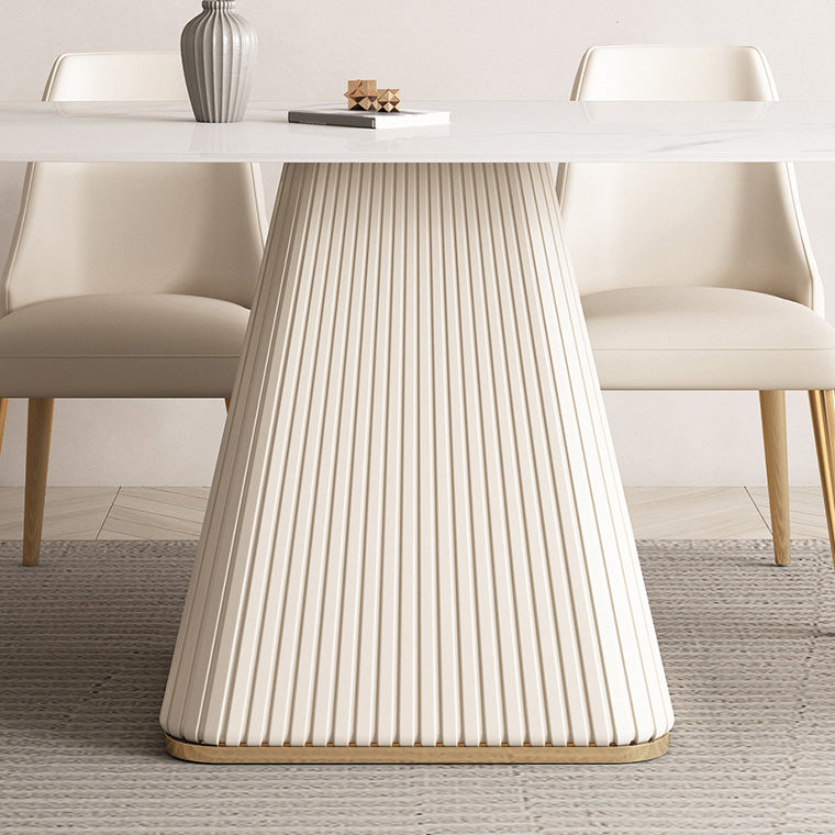 Glam White Dining Table Stone Rectangular Table for Dining Room Clearhalo 'Dining Tables & Seating' 'Dining Tables' 'dining_table' 'furn' 'furn_dining_table' 'Furniture' 'Kitchen & Dining Furniture' 6653515