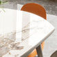 Moderne ronde eettafel van gesinterde stenen tafel met houten poten voor thuisgebruik