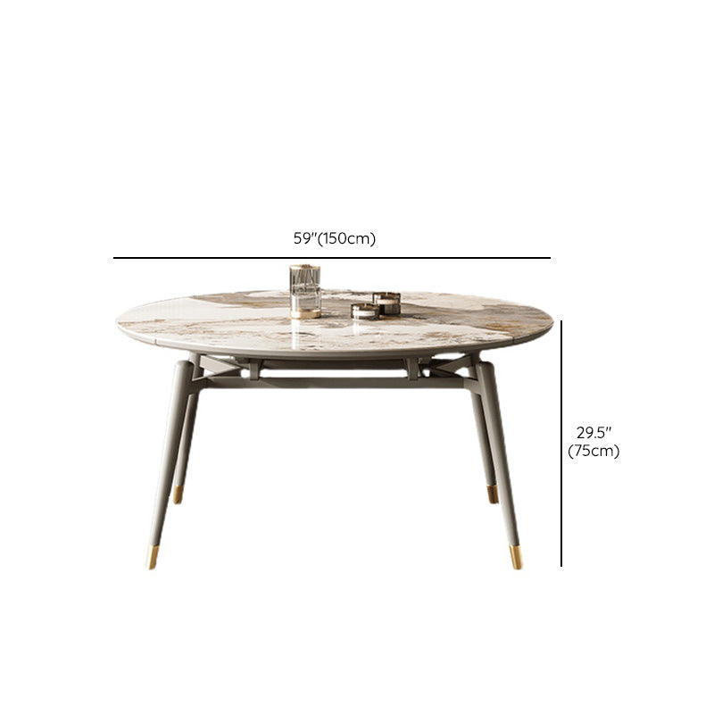 Moderne ronde eettafel van gesinterde stenen tafel met houten poten voor thuisgebruik