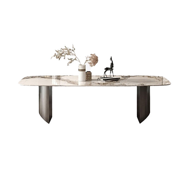 Contemporary Dining Table Sintered Stone Table with Metal Legs for Home Use 70.9"L x 35.4"W x 29.5"H Without Chairs Clearhalo 'Dining Tables & Seating' 'Dining Tables' 'dining_table' 'furn' 'furn_dining_table' 'Furniture' 'Kitchen & Dining Furniture' 6653569