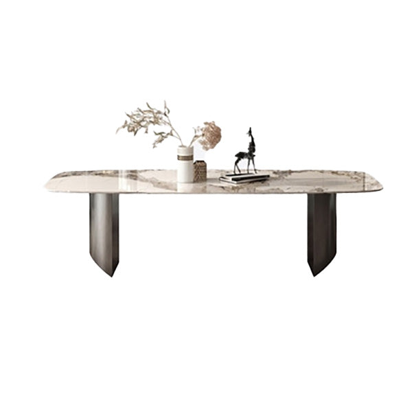 Contemporary Dining Table Sintered Stone Table with Metal Legs for Home Use 78.7"L x 39.4"W x 29.5"H Without Chairs Clearhalo 'Dining Tables & Seating' 'Dining Tables' 'dining_table' 'furn' 'furn_dining_table' 'Furniture' 'Kitchen & Dining Furniture' 6653571