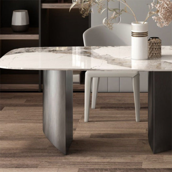 Contemporary Dining Table Sintered Stone Table with Metal Legs for Home Use Clearhalo 'Dining Tables & Seating' 'Dining Tables' 'dining_table' 'furn' 'furn_dining_table' 'Furniture' 'Kitchen & Dining Furniture' 6653572