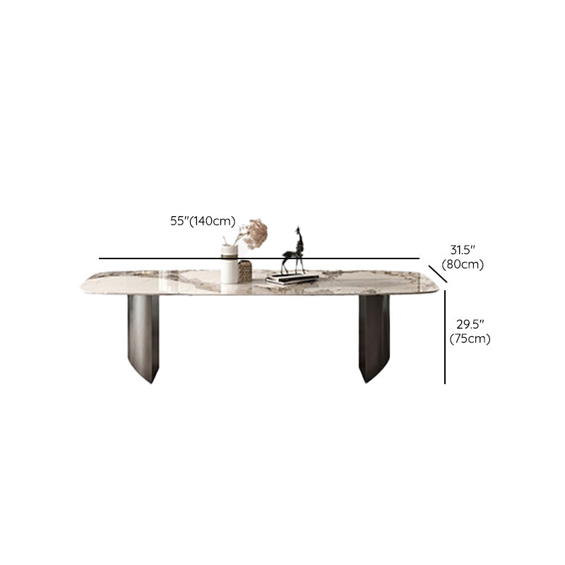 Contemporary Dining Table Sintered Stone Table with Metal Legs for Home Use Clearhalo 'Dining Tables & Seating' 'Dining Tables' 'dining_table' 'furn' 'furn_dining_table' 'Furniture' 'Kitchen & Dining Furniture' 6653577
