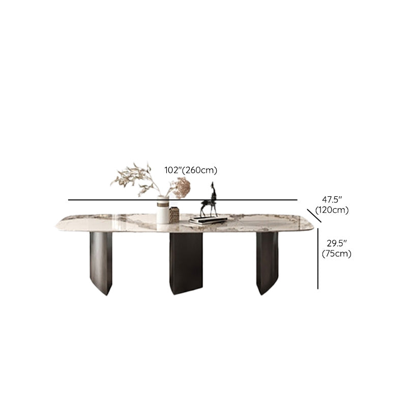 Contemporary Dining Table Sintered Stone Table with Metal Legs for Home Use Clearhalo 'Dining Tables & Seating' 'Dining Tables' 'dining_table' 'furn' 'furn_dining_table' 'Furniture' 'Kitchen & Dining Furniture' 6653583