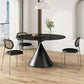 Mesa redonda de comedor moderna, mesa de piedra sinterizada con patas de metal para el hogar