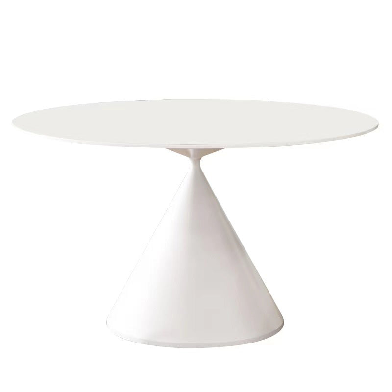 Mesa redonda de comedor moderna, mesa de piedra sinterizada con patas de metal para el hogar