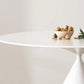 Mesa redonda de comedor moderna, mesa de piedra sinterizada con patas de metal para el hogar