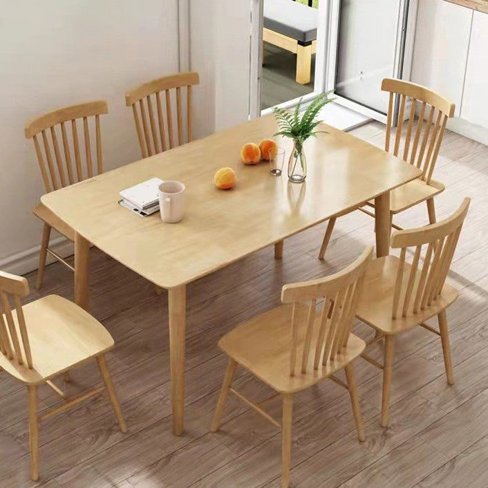 Modern Rubber Wood Dining Table 4 Legs Table for Dining Room