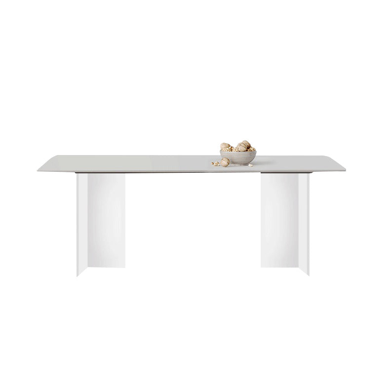 Table à manger en pierre Table moderne avec base à double piédestal pour salle à manger