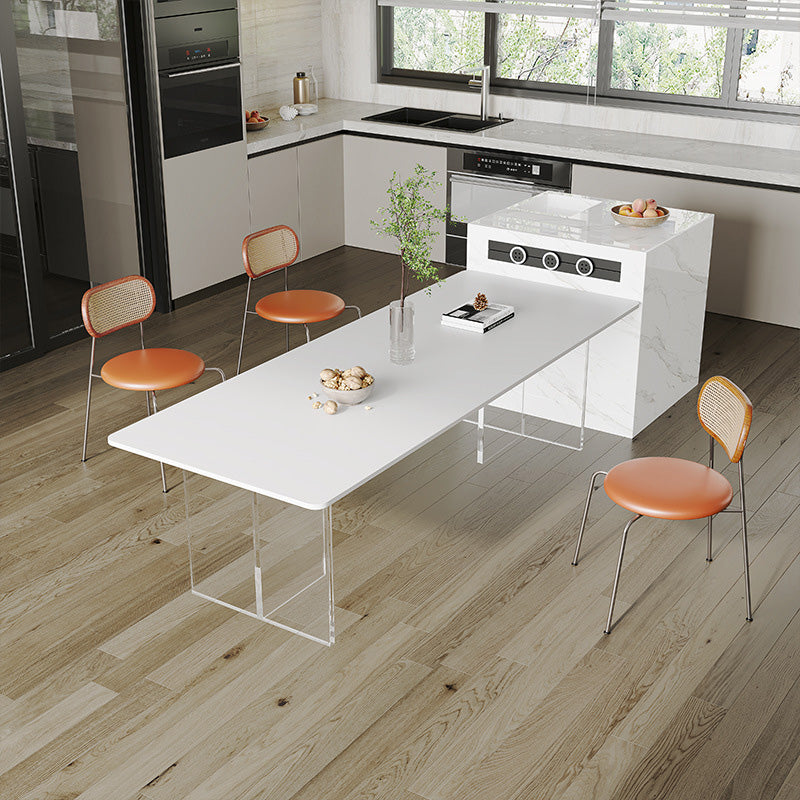 Table à manger en pierre Table moderne avec base à double piédestal pour salle à manger