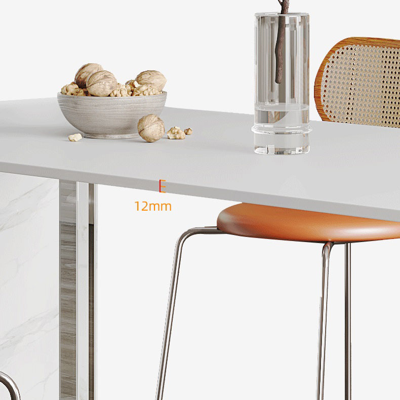 Table à manger en pierre Table moderne avec base à double piédestal pour salle à manger