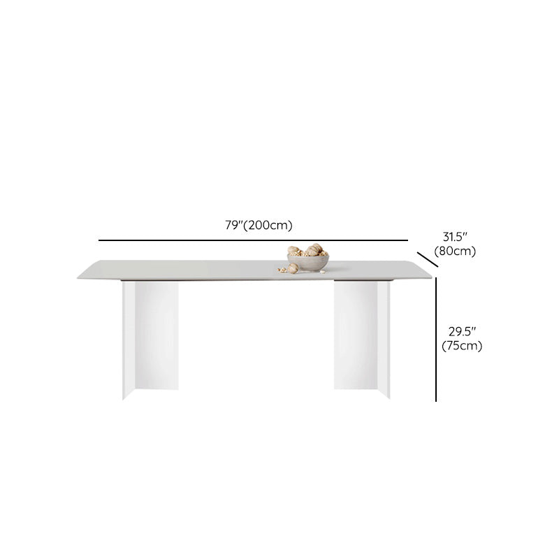 Table à manger en pierre Table moderne avec base à double piédestal pour salle à manger