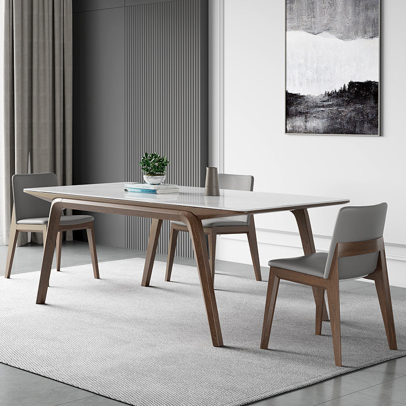 Modern Stone Rectangle Dining Table 4 Legs Table for Kitchen 55.1"L x 31.5"W x 29.5"H Without Chairs Clearhalo 'Dining Tables & Seating' 'Dining Tables' 'dining_table' 'furn' 'furn_dining_table' 'Furniture' 'Kitchen & Dining Furniture' 6653661