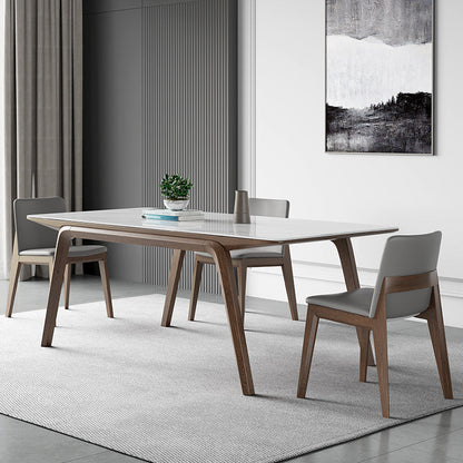 Modern Stone Rectangle Dining Table 4 Legs Table for Kitchen 55.1"L x 31.5"W x 29.5"H Without Chairs Clearhalo 'Dining Tables & Seating' 'Dining Tables' 'dining_table' 'furn' 'furn_dining_table' 'Furniture' 'Kitchen & Dining Furniture' 6653661