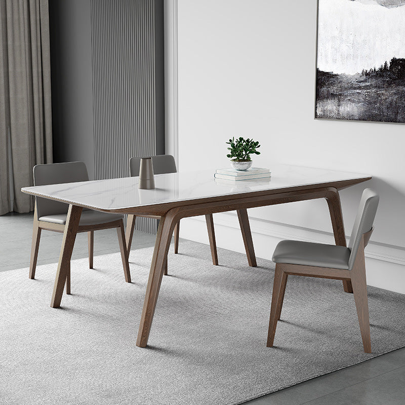 Modern Stone Rectangle Dining Table 4 Legs Table for Kitchen 63"L x 31.5"W x 29.5"H Without Chairs Clearhalo 'Dining Tables & Seating' 'Dining Tables' 'dining_table' 'furn' 'furn_dining_table' 'Furniture' 'Kitchen & Dining Furniture' 6653662