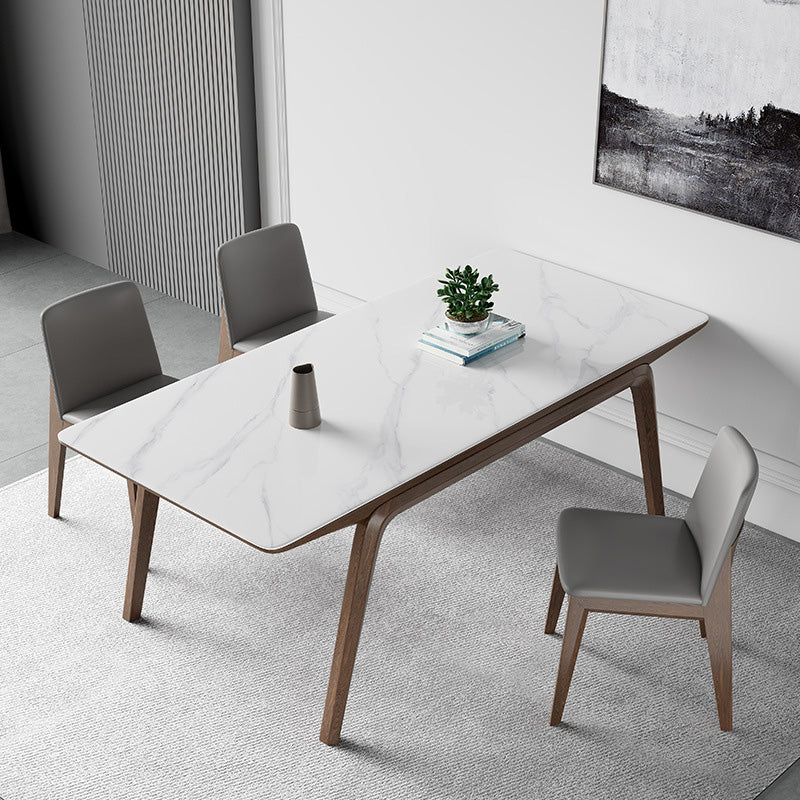 Modern Stone Rectangle Dining Table 4 Legs Table for Kitchen Clearhalo 'Dining Tables & Seating' 'Dining Tables' 'dining_table' 'furn' 'furn_dining_table' 'Furniture' 'Kitchen & Dining Furniture' 6653663